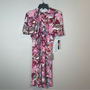 Maggy London Ruffle Neck Blouson Waist Dress